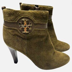 Tory Burch Alaina Olive Green Suede Ankle Boots